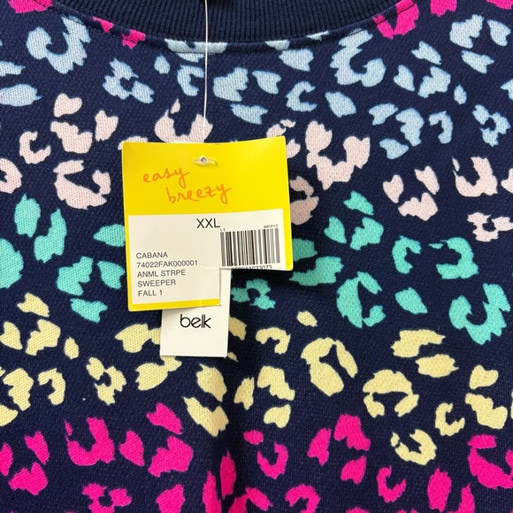 NWT Cabana by Crown & Ivy Multicolor Leopard Animal Print Sweater - Picture 3 of 6